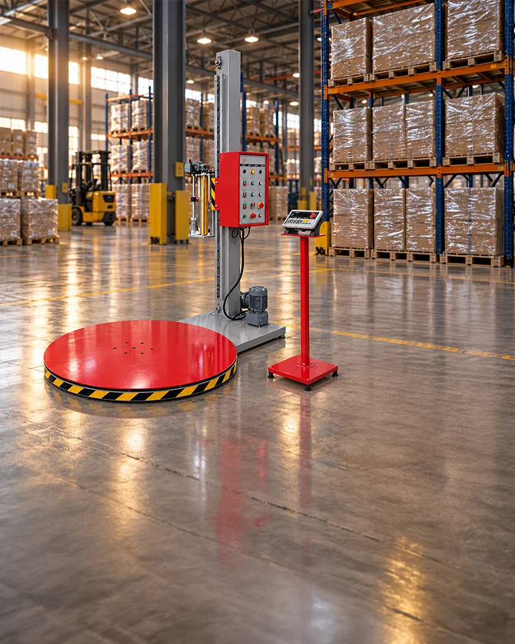 Stretch Wrapping Machine with Scale and Table